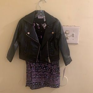 Blueberi Blvd 2pc faux leather jacket dress set